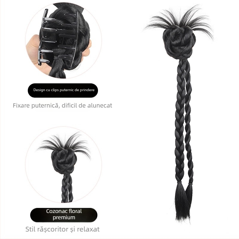 Perucă cu coadă de cal, lucrată manual, sârmă rezistentă la temperatură, model: împletitură cu pene de găină, Hongxiu