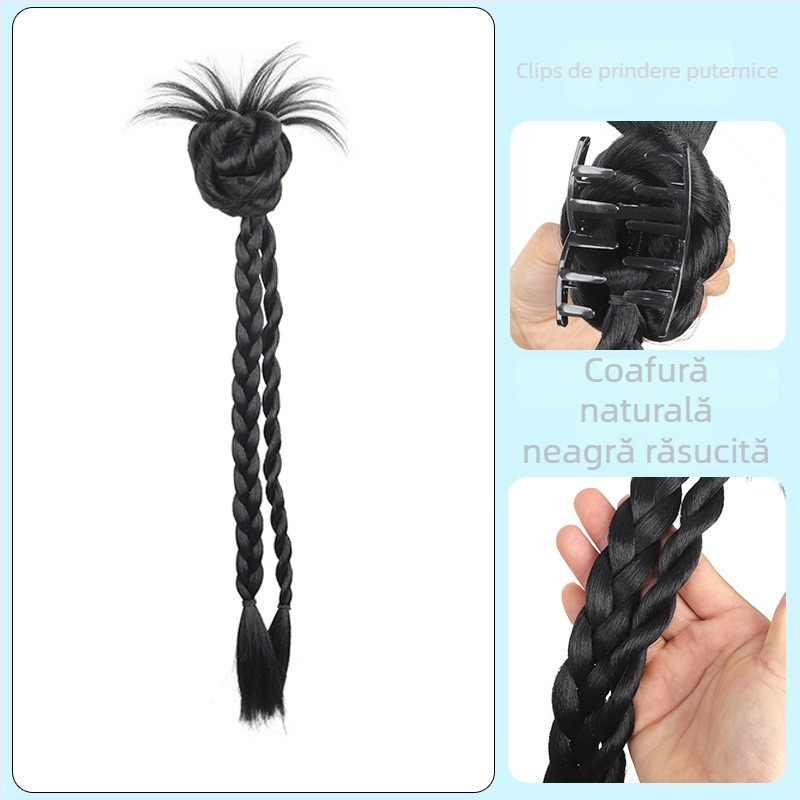 Perucă cu coadă de cal, lucrată manual, sârmă rezistentă la temperatură, model: împletitură cu pene de găină, Hongxiu