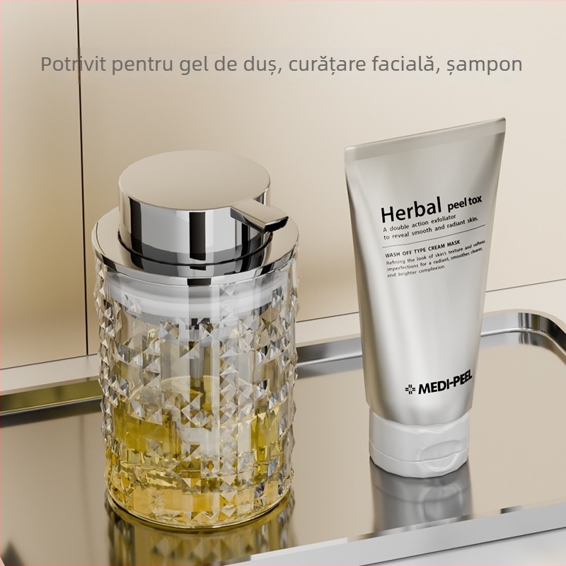 Dispenser de săpun cu spumă pentru mâini Time Machine – PET, stil Light Luxury, dozare prin apăsare, finisaj lucios