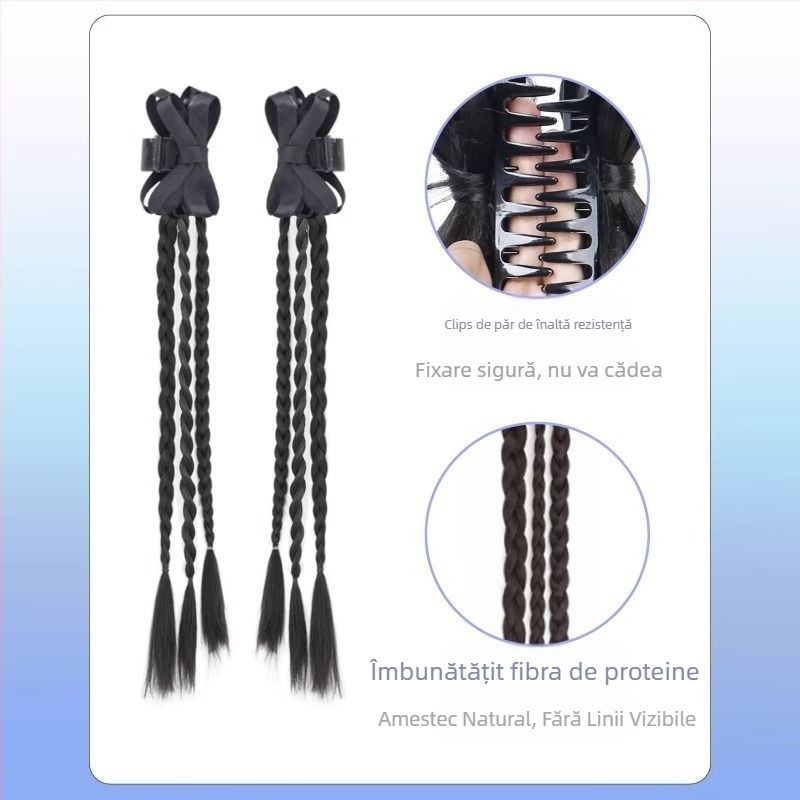 Accesoriu pentru coafură: coadă de cal cu împletitură și fundă — sârmă de înaltă temperatură, model: mică funda împletită