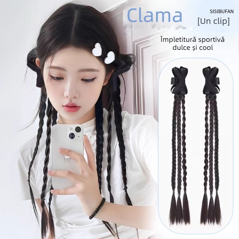 Accesoriu pentru coafură: coadă de cal cu împletitură și fundă — sârmă de înaltă temperatură, model: mică funda împletită