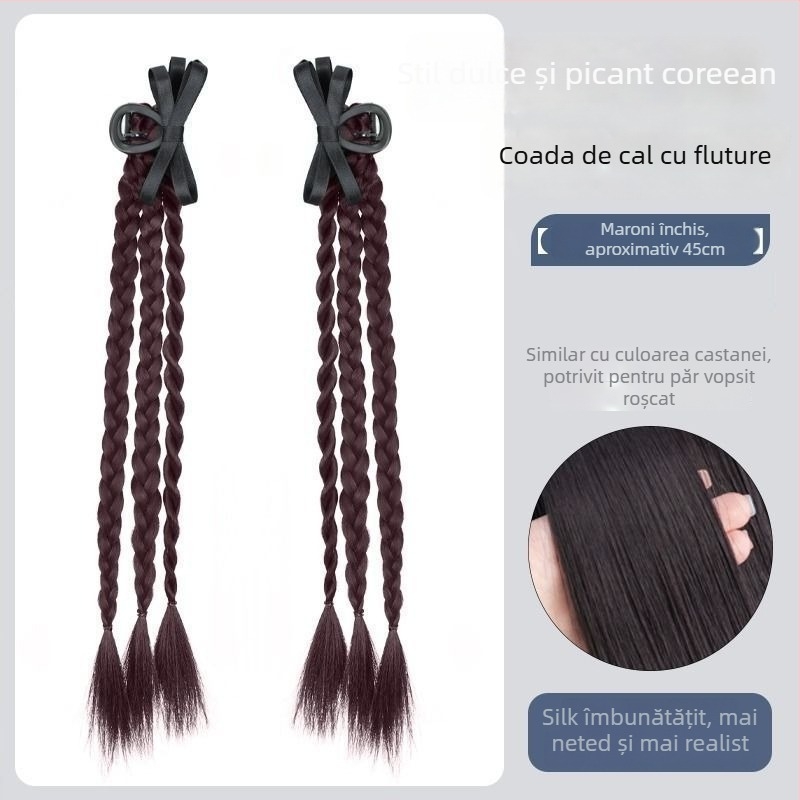 Accesoriu pentru coafură: coadă de cal cu împletitură și fundă — sârmă de înaltă temperatură, model: mică funda împletită