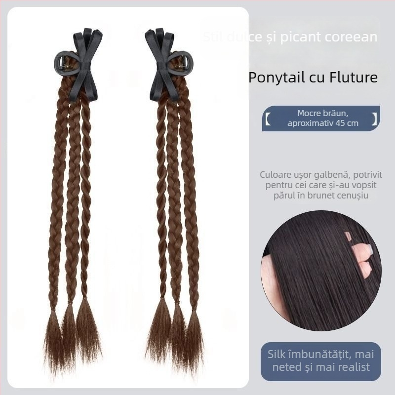 Accesoriu pentru coafură: coadă de cal cu împletitură și fundă — sârmă de înaltă temperatură, model: mică funda împletită