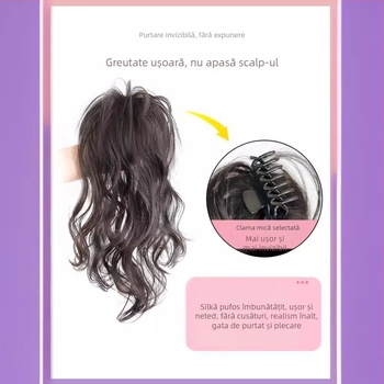 Perucă Kaifei — bucle în cascadă, coadă înaltă, păr lung, sârmă rezistentă la temperatură, proces mecanic, nu este potrivită pentru vopsire cu temperatură înaltă