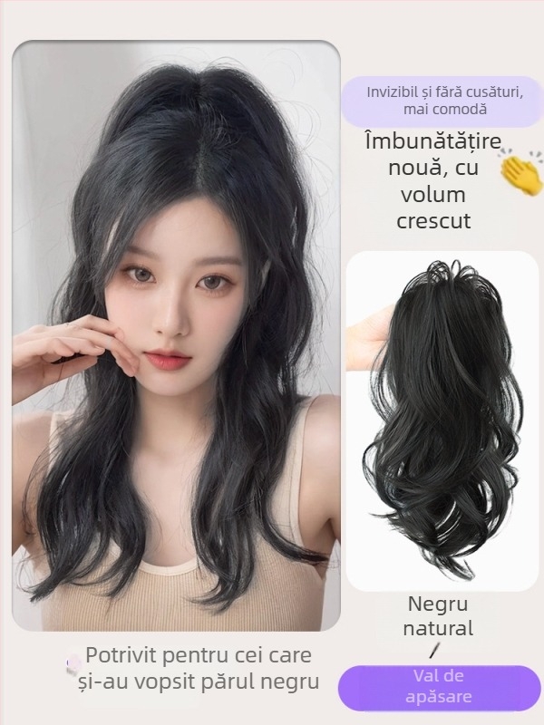 Perucă Kaifei — bucle în cascadă, coadă înaltă, păr lung, sârmă rezistentă la temperatură, proces mecanic, nu este potrivită pentru vopsire cu temperatură înaltă