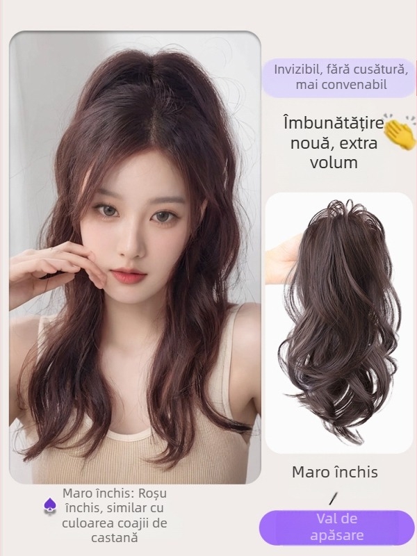 Perucă Kaifei — bucle în cascadă, coadă înaltă, păr lung, sârmă rezistentă la temperatură, proces mecanic, nu este potrivită pentru vopsire cu temperatură înaltă