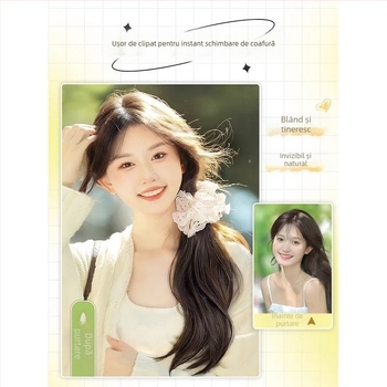 Perucă cu coadă împletită, stil coreean – coadă laterală delicată, sârmă rezistentă la temperatură, nu poate fi vopsită