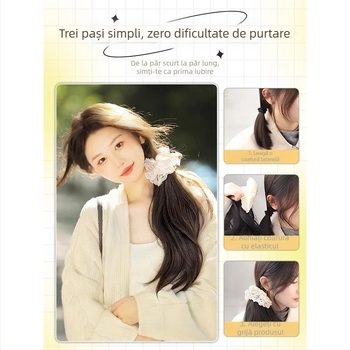 Perucă cu coadă împletită, stil coreean – coadă laterală delicată, sârmă rezistentă la temperatură, nu poate fi vopsită