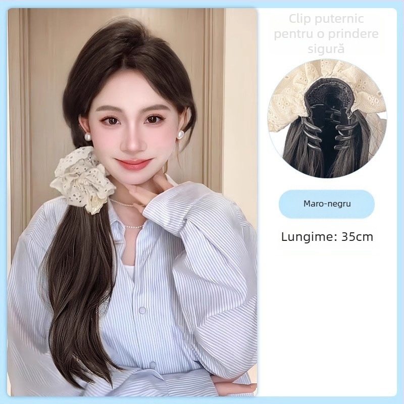 Perucă cu coadă împletită, stil coreean – coadă laterală delicată, sârmă rezistentă la temperatură, nu poate fi vopsită