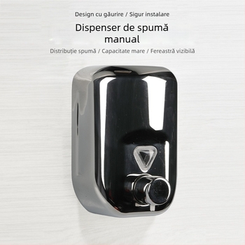 Dozator de săpun montat pe perete din oțel inoxidabil, pompă manuală, construcție din oțel inoxidabil 304, greutate 500 g, stil modern minimalist