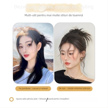 Perucă tip ponytail cu clips de prindere, coc pe jumătate legat cu buchete de flori, păr sintetic rezistent la căldură — Yunhui