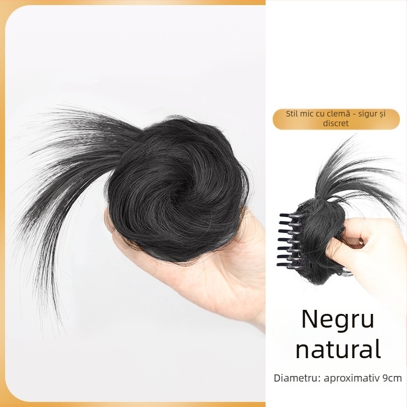 Perucă tip ponytail cu clips de prindere, coc pe jumătate legat cu buchete de flori, păr sintetic rezistent la căldură — Yunhui