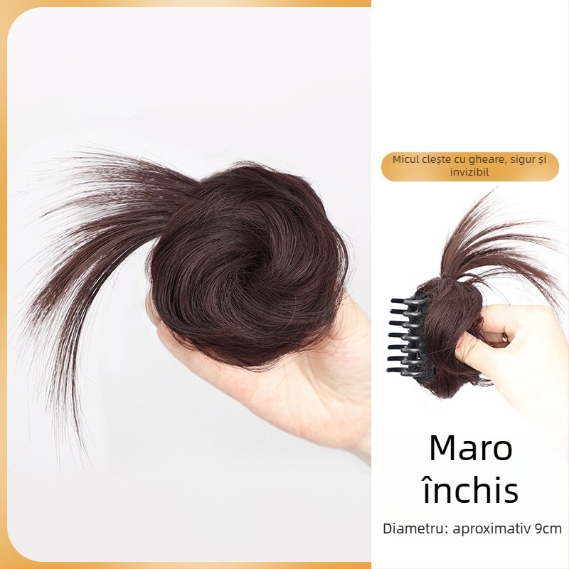 Perucă tip ponytail cu clips de prindere, coc pe jumătate legat cu buchete de flori, păr sintetic rezistent la căldură — Yunhui