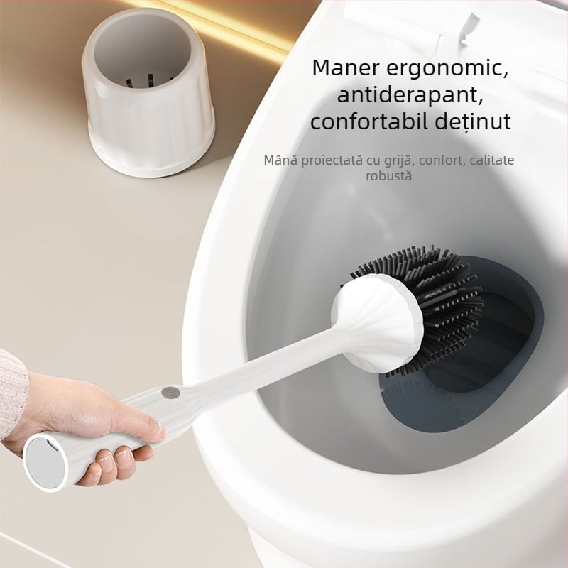 Perie electrică pentru toaletă cu bază montată pe perete, model MZ-008, funcționare mecanică, USB reîncărcabilă, fără temporizator