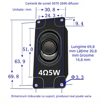 Carcasă dreptunghiulară pentru difuzor 3070, construcție coaxială compozită, diafragmă de hârtie, tip magnetic intern, răspuns în frecvență 50-30000 Hz