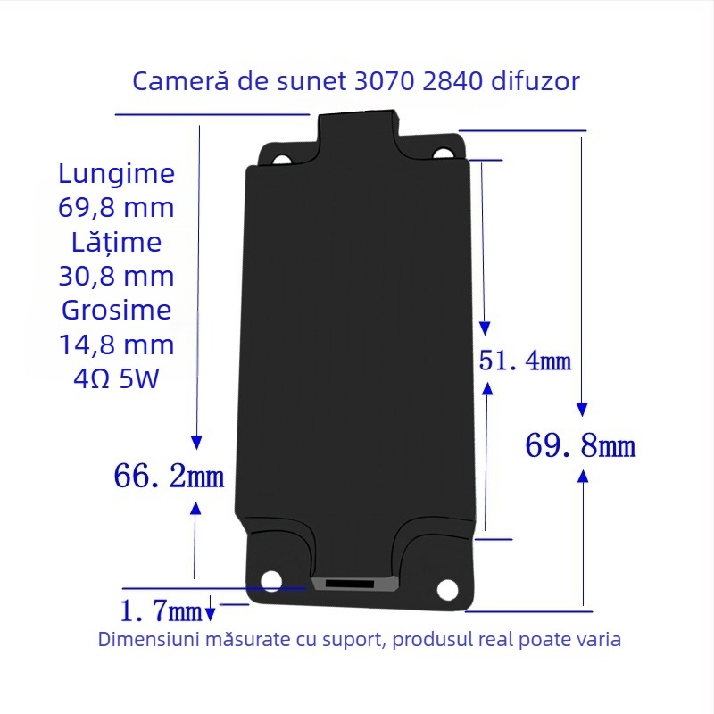 Carcasă dreptunghiulară pentru difuzor 3070, construcție coaxială compozită, diafragmă de hârtie, tip magnetic intern, răspuns în frecvență 50-30000 Hz