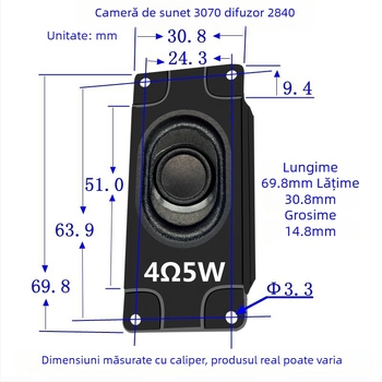 Carcasă difuzor dreptunghiular 3070, 4 Ω, 3 W, cu spectru complet, coaxial, 50-30000 Hz