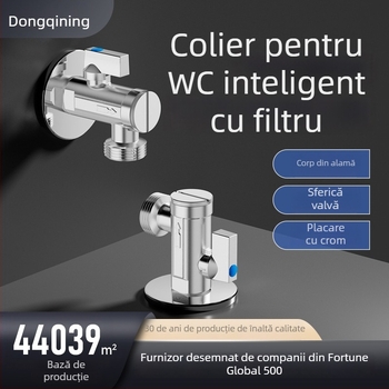 Ventil unghiular din cupru, cu debit mare, pentru toalete inteligente, cu plasă de filtrare, model 2119A, certificat CE.