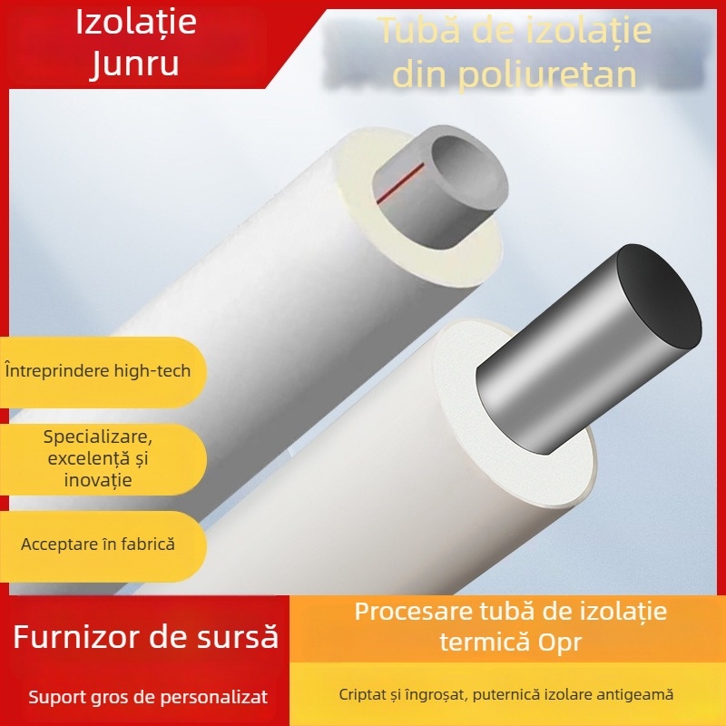 Țeavă din oțel inoxidabil izolată cu spumă de poliuretan pentru apă caldă, încălzire și sisteme solare/AC — țeavă compozită integrată; conductivitate termică 0,0209 W/mK; densitate PU 40–60 kg/m³