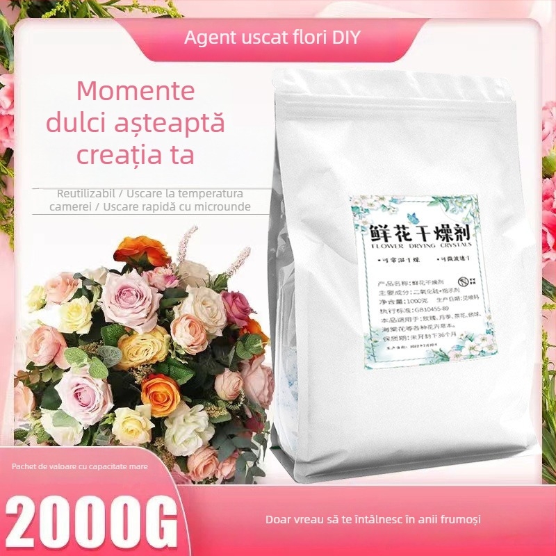 Desicant pentru flori uscate și permanente, 500 g, set de 24 de bucăți, ambalare în cutie, uscarea și desumidificarea