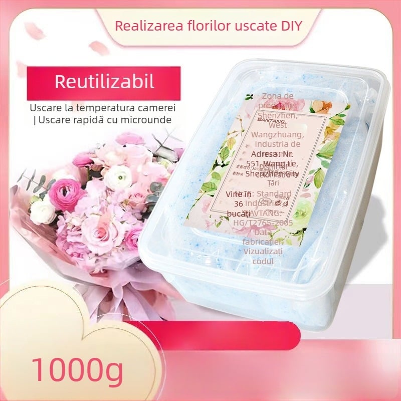 Desicant pentru flori uscate și permanente, 500 g, set de 24 de bucăți, ambalare în cutie, uscarea și desumidificarea