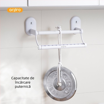 Suport pentru hârtie de bucătărie cu ventuză – ABS, Model C13004, Stil modern minimalist, pentru rolă de hârtie, Multifuncțional