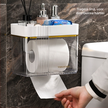 Suport de hârtie igienică montat pe perete Morning Dream Jia, plastic, suprafață netedă, formă pătrată