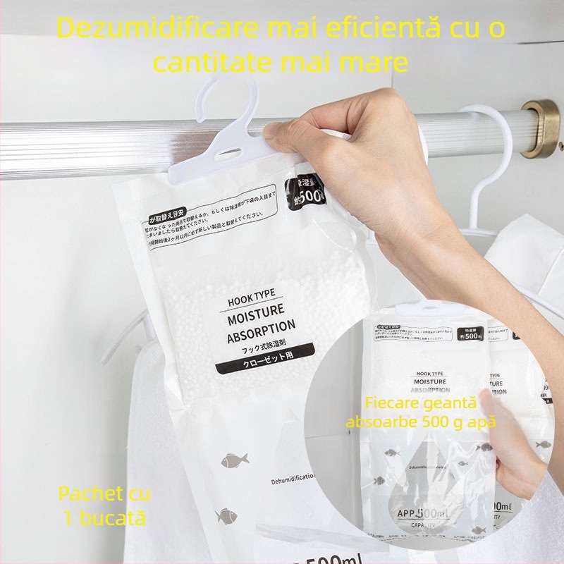 Desumidificator pentru garderobă, design vertical, atârnat, anti mucegai, absorbant de umiditate pentru interior