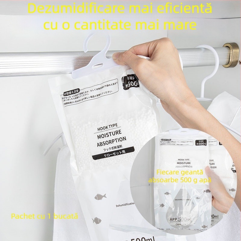 Desumidificator pentru garderobă, design vertical, atârnat, anti mucegai, absorbant de umiditate pentru interior