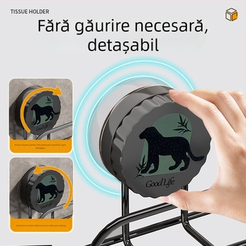 Suport pentru șervețele ude cu ventuză — suport de perete pentru hârtie de bucătărie (ABS+fier, placare electrolitică)