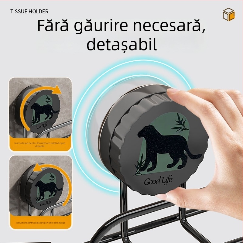 Suport pentru șervețele ude cu ventuză — suport de perete pentru hârtie de bucătărie (ABS+fier, placare electrolitică)