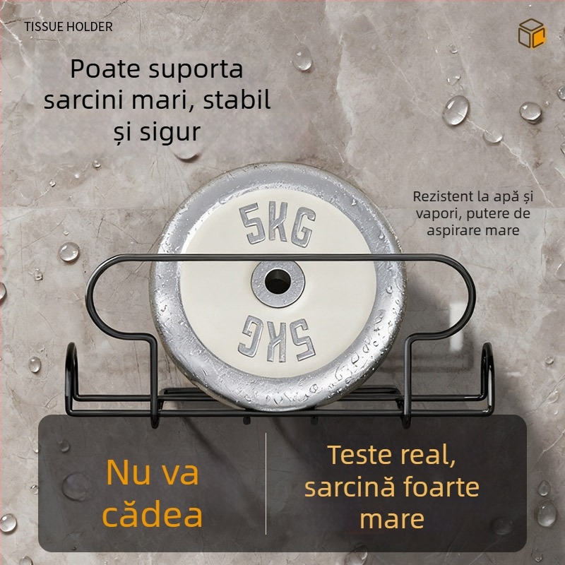 Suport pentru șervețele ude cu ventuză — suport de perete pentru hârtie de bucătărie (ABS+fier, placare electrolitică)