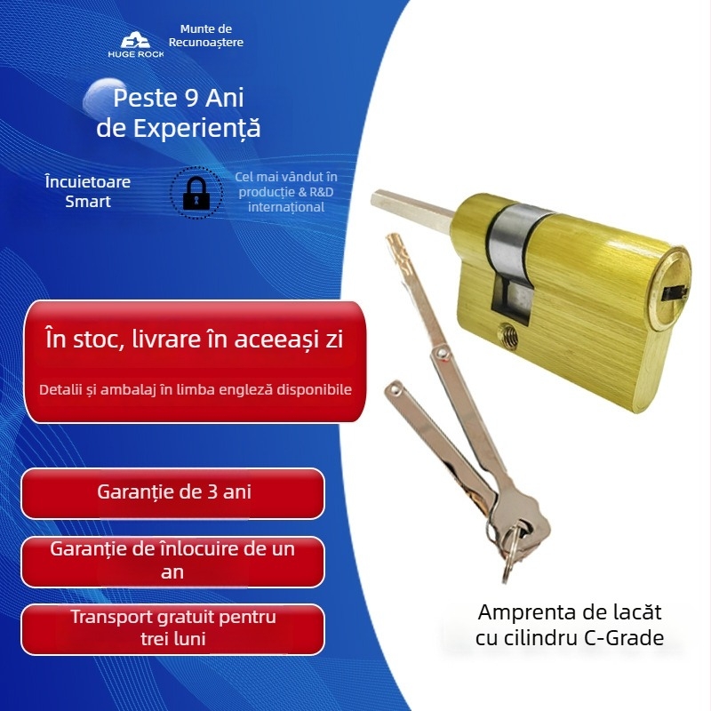 Cilindru de încuietoare cu amprentă, din cupru, automat, anti-furt, pentru uși inteligente