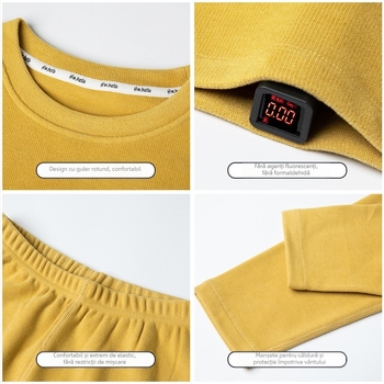 Set termic pentru copii – Bluza și pantaloni, cu căptușeală fleece dublă, gros, tricot moale, călduros