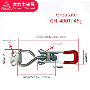 Hercules GH-4001-WDC clemă de ușă reglabilă, închidere rapidă, din oțel SPHC laminat la cald și oțel inoxidabil 304
