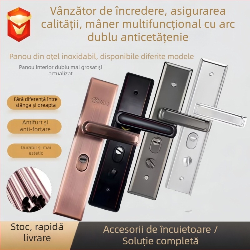 Mâner de ușă - oțel inoxidabil, anti-furt, panou îngroșat, protecție dublă împotriva pătrunderii, reglabil multifuncțional | Model 2023/10915/10208