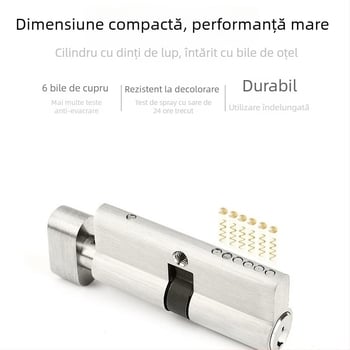 Cilindru de încuietoare, cilindru simplu, model RCR-01X; material: cupru placat cu zinc; include 3 chei din cupru; potrivit pentru uși interioare, dormitoare și uși din lemn