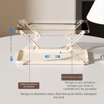 Box pentru șervețele cu mecanism de ridicare, material PP, design modern minimalist, multifuncțional