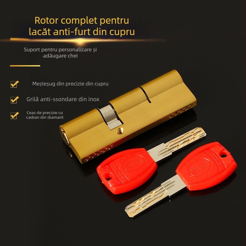 Cilindru de închidere din cupru – Super Class B, carcasă și miez din cupru, prelucrare personalizabilă, stil modern minimalist pentru uși de securitate