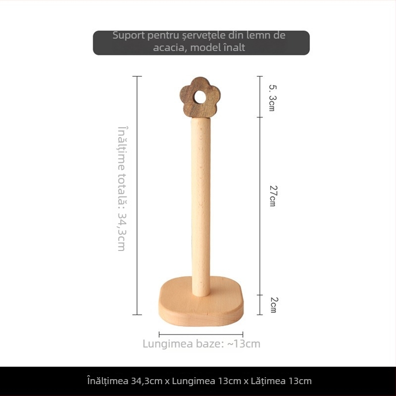 Suport vertical pentru hârtie de bucătărie din lemn, spațiu de depozitare pentru role, stil modern minimalist, formă personalizabilă