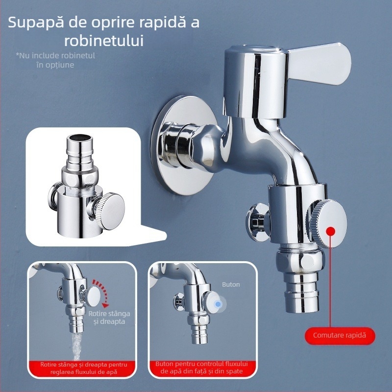 Unealtă de reparare a scurgerilor la robinetele de bucătărie și baie, supapă de oprire a apei cu un singur buton, conector etanș