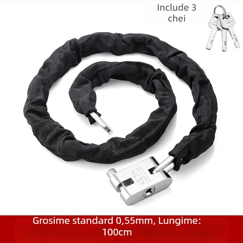 Lacăt cu lanț Yaxin, din oțel mangan, pentru biciclete, motociclete și vehicule electrice, design modern minimalist