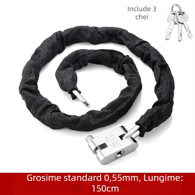 Lacăt cu lanț Yaxin, din oțel mangan, pentru biciclete, motociclete și vehicule electrice, design modern minimalist