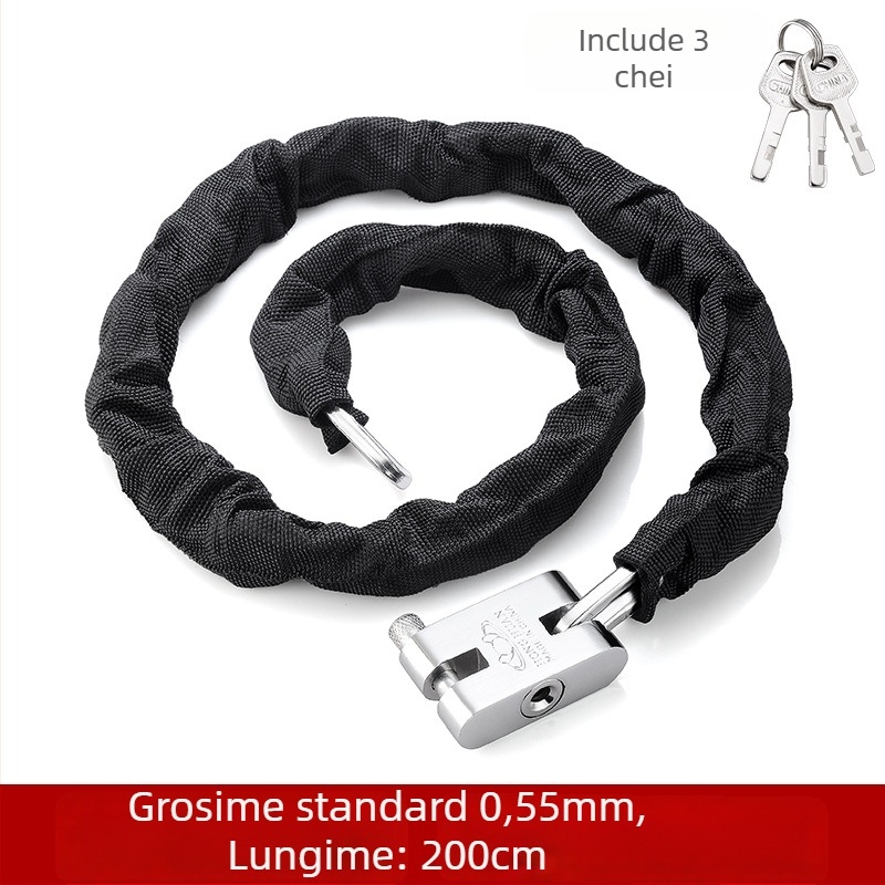 Lacăt cu lanț Yaxin, din oțel mangan, pentru biciclete, motociclete și vehicule electrice, design modern minimalist