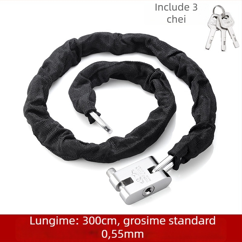 Lacăt cu lanț Yaxin, din oțel mangan, pentru biciclete, motociclete și vehicule electrice, design modern minimalist