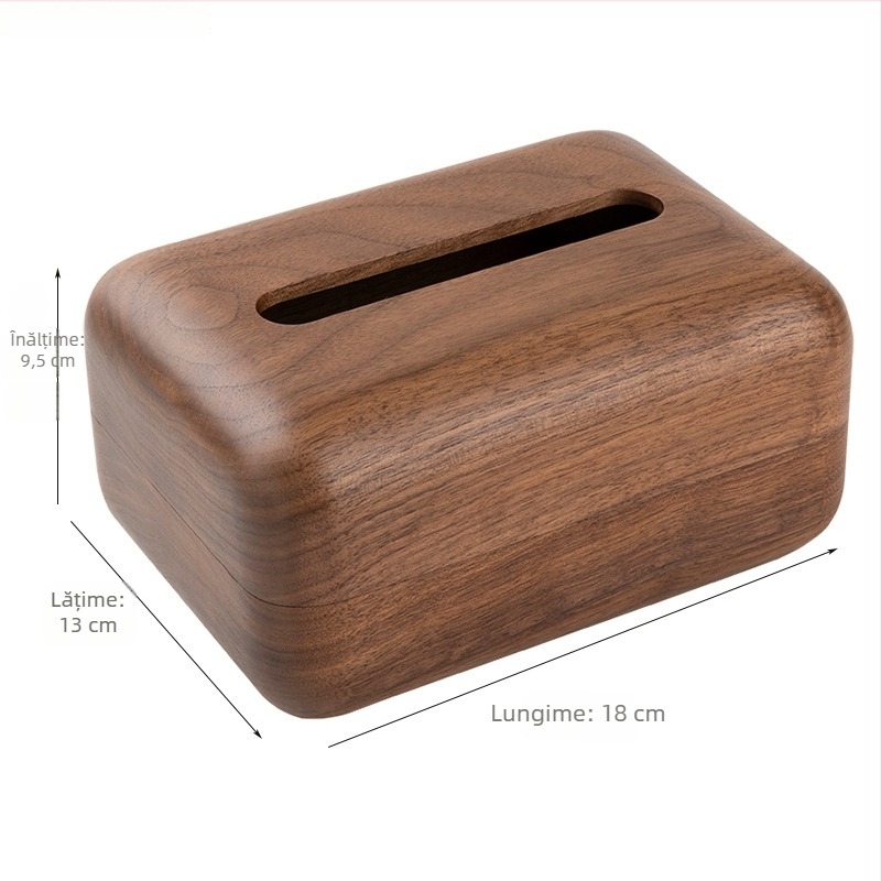 Cutie de șervețele din lemn de nuc - spațiu de depozitare pentru șervețete, formă dreptunghiulară, finisaj ceară-ulei, stil lux lejer