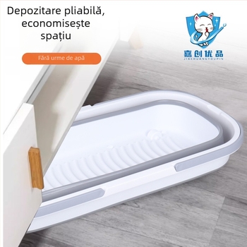 Găleată de mop, pliabilă, dreptunghiulară, compatibilă cu mopul plat, tijă din plastic, rezistență la coroziune 3.0-3.9