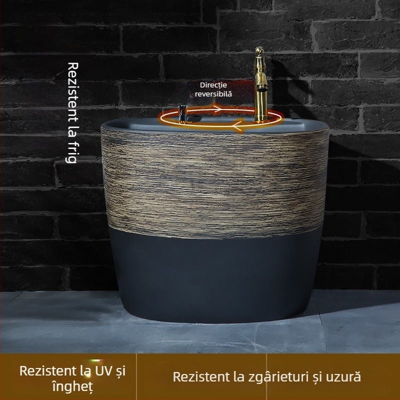 Lavoar ceramic pentru mop, pentru uz casnic, cu alimentare cu apă