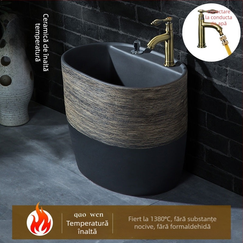 Lavoar ceramic pentru mop, pentru uz casnic, cu alimentare cu apă