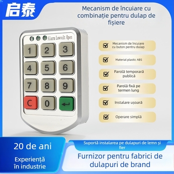 Încuietoare electronică pentru dulapuri – Qitai; Material: aliaj de zinc/plastic; Model: Key Code Lock; Potrivit pentru dulapuri din lemn și metal; Stil: modern minimalist